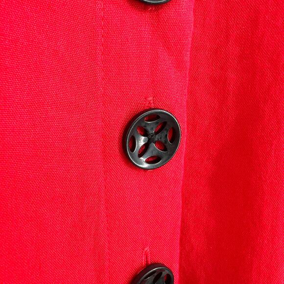 Ali Miles Womens Sz Medium Red Button Down Blouse Shirt Top Jacket Christmas - Picture 4 of 8